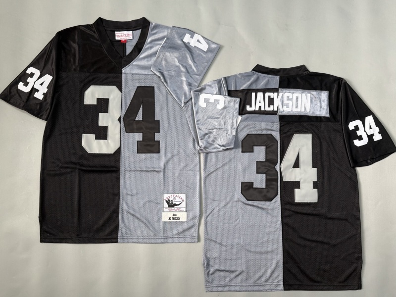 Men 2025 Nike Oakland Raiders #34 Jackson black grey Throwback Limited NFL Jersey style 001